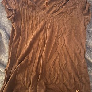 American Eagle Outfitters Brown Fitted Short Sleeve T-Shirt